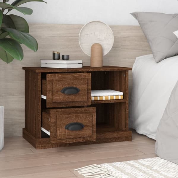 The Living Store sengebord 60x35,5x45 cm brun egetræsfarve - Natborde