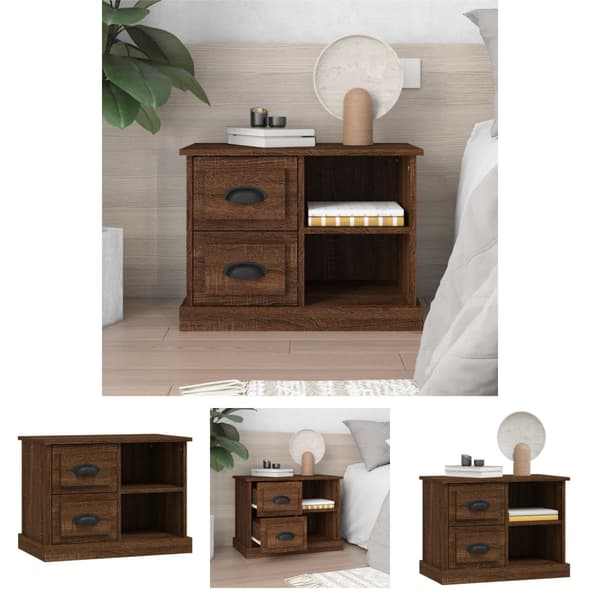 The Living Store sengebord 60x35,5x45 cm brun egetræsfarve -  Natborde