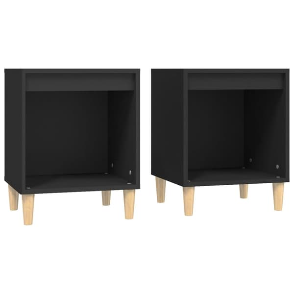 The Living Store sengeborde 2 stk. 40x35x50 cm sort - Natborde