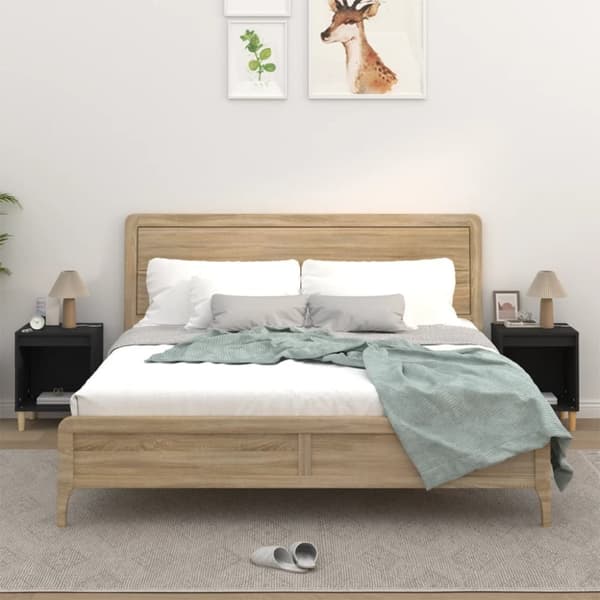 The Living Store sengeborde 2 stk. 40x35x50 cm sort - Natborde