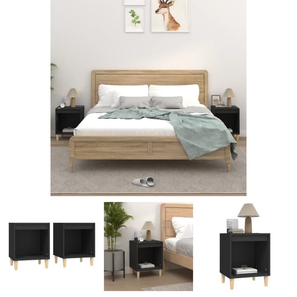 The Living Store sengeborde 2 stk. 40x35x50 cm sort - Natborde