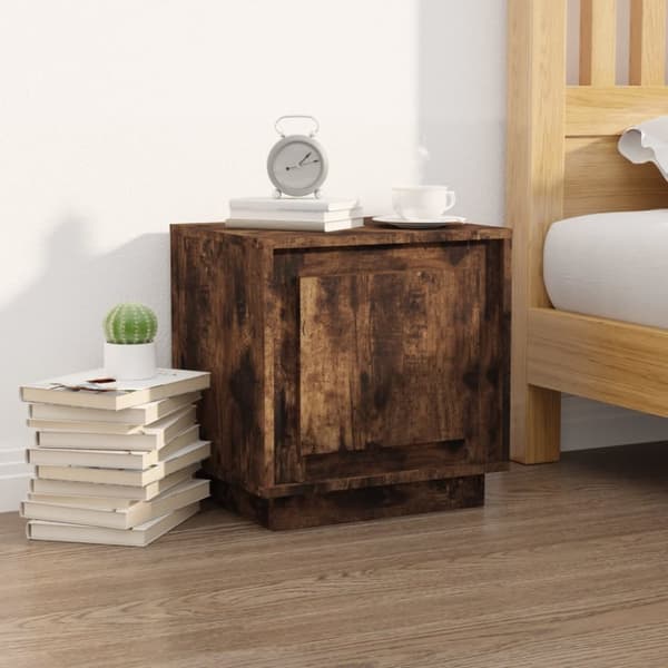 The Living Store sengeborde 2 stk. 44x35x45 cm konstrueret træ røget egetræ - Natborde