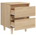 Pikkukuva 7 / 11: The Living Store Yöpöydät täysmäntyiset jalat 2 kpl Sonoma tammi 40x35x50 cm -  Yöpöydät