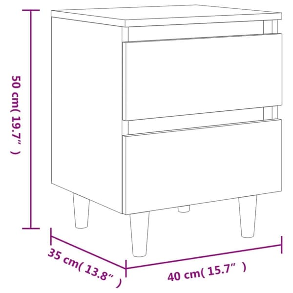 The Living Store Yöpöydät täysmäntyiset jalat 2 kpl Sonoma tammi 40x35x50 cm -  Yöpöydät