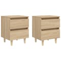 Pikkukuva 2 / 11: The Living Store Yöpöydät täysmäntyiset jalat 2 kpl Sonoma tammi 40x35x50 cm -  Yöpöydät