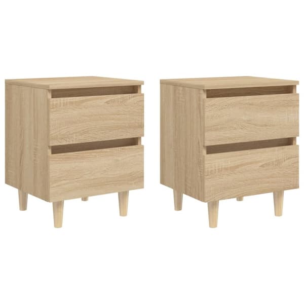 The Living Store Yöpöydät täysmäntyiset jalat 2 kpl Sonoma tammi 40x35x50 cm -  Yöpöydät