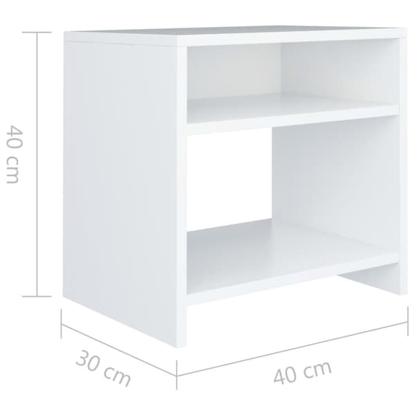 The Living Store Sängbord 2 st vit 40x30x40 cm konstruerat trä - Nattduksbord