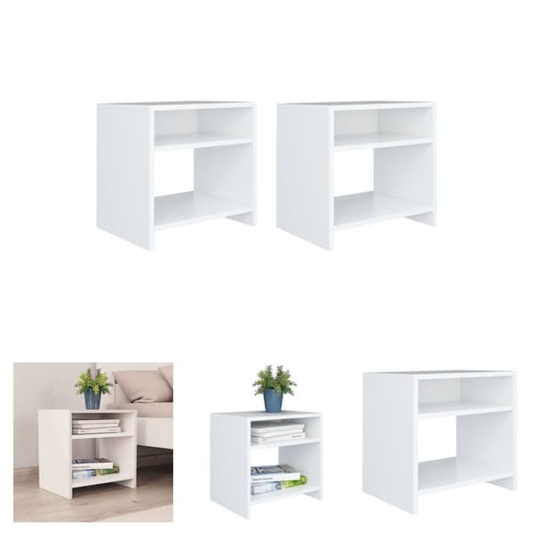 The Living Store Sängbord 2 st vit 40x30x40 cm konstruerat trä -  Nattduksbord