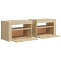 Miniatyrbild 6 av 11: The Living Store Sängbord 2 st med LED-belysning Sonoma ek 60x35x40 cm -  Nattduksbord