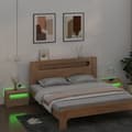 Miniatyrbild 9 av 11: The Living Store Sängbord 2 st med LED-belysning Sonoma ek 60x35x40 cm -  Nattduksbord