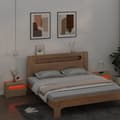 Miniatyrbild 10 av 11: The Living Store Sängbord 2 st med LED-belysning Sonoma ek 60x35x40 cm -  Nattduksbord