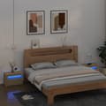 Miniatyrbild 2 av 11: The Living Store Sängbord 2 st med LED-belysning Sonoma ek 60x35x40 cm -  Nattduksbord