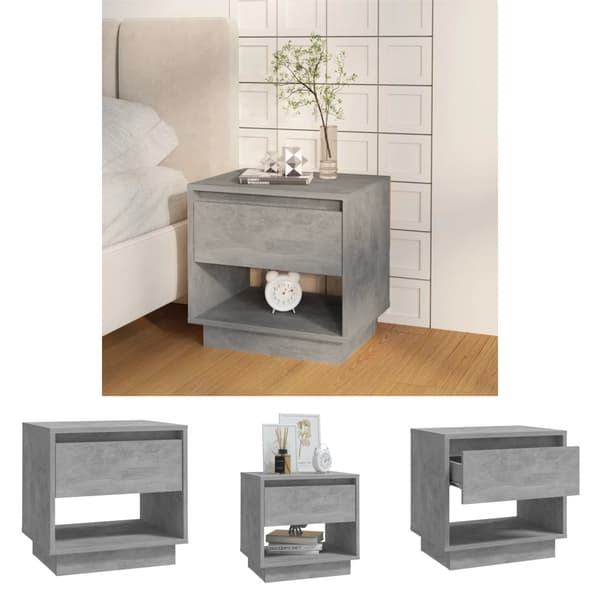 The Living Store sengebord 45x34x44 cm konstrueret træ betongrå - Natborde