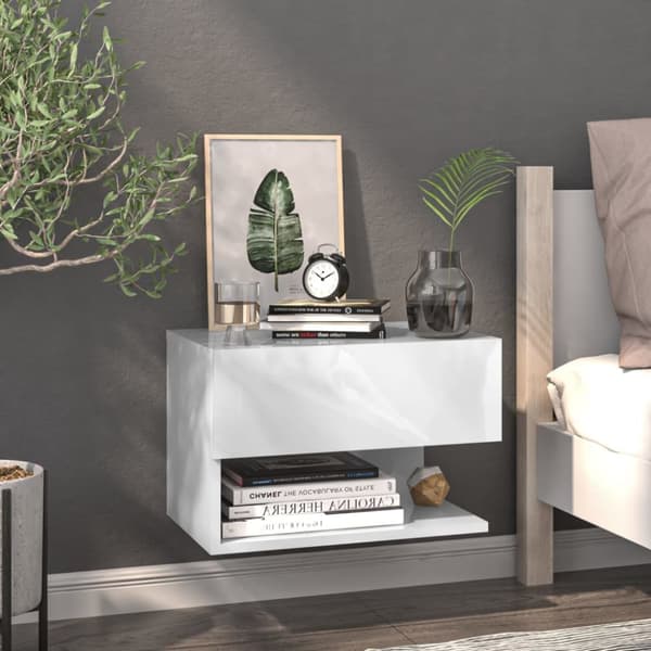 The Living Store væghængte sengeborde 2 stk. hvid -  Natborde
