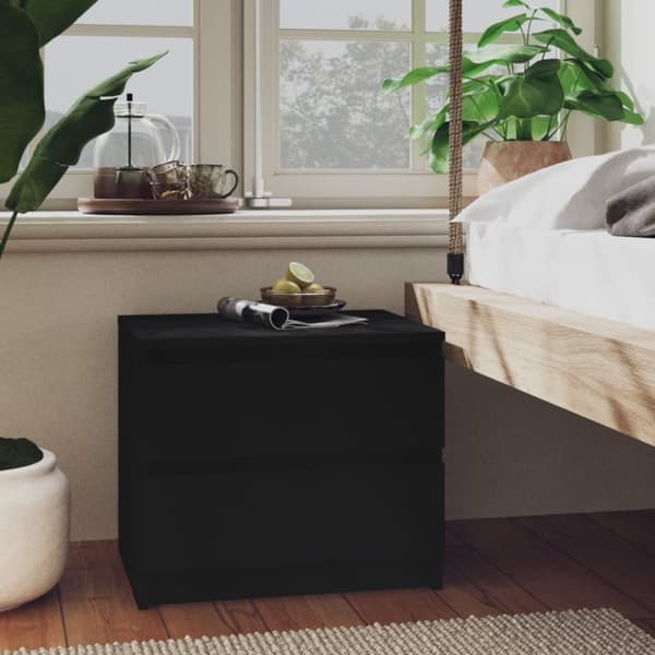 The Living Store sengeskabe 2 stk. 50x39x43,5 cm spånplade sort - Natborde