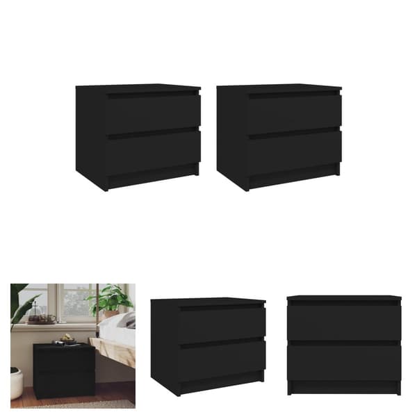 The Living Store sengeskabe 2 stk. 50x39x43,5 cm spånplade sort - Natborde