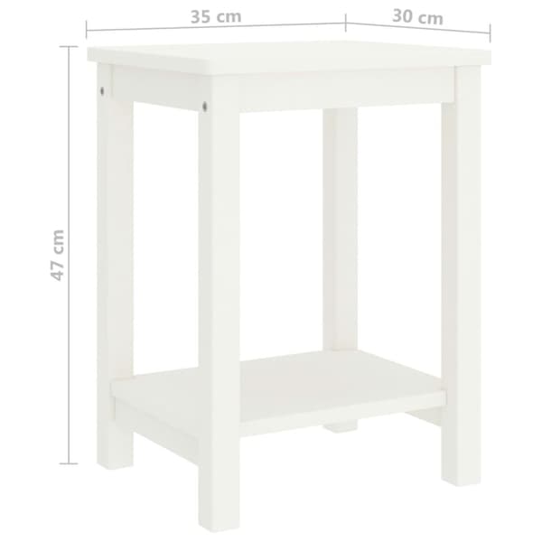 The Living Store Sängbord vit 35x30x47 cm massiv furu - Nattduksbord