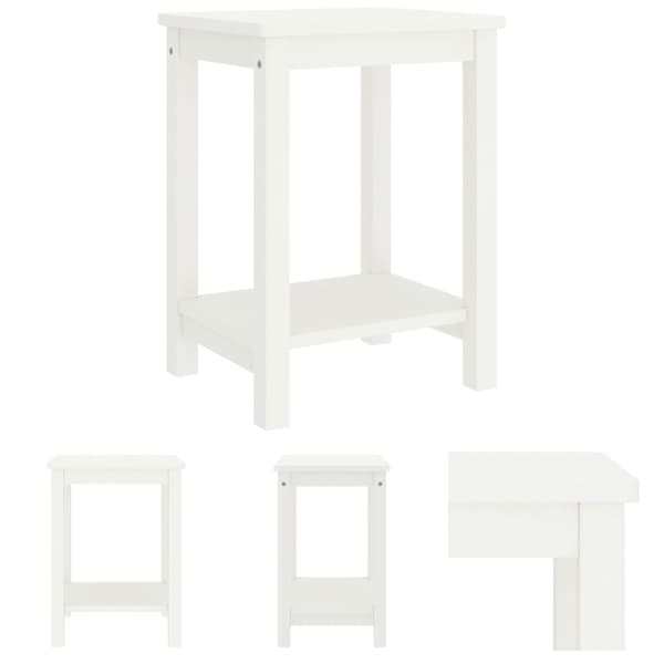 The Living Store Sängbord vit 35x30x47 cm massiv furu - Nattduksbord