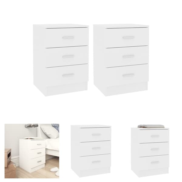The Living Store sengeborde 2 stk. 38x35x56 cm konstrueret træ hvid -  Natborde