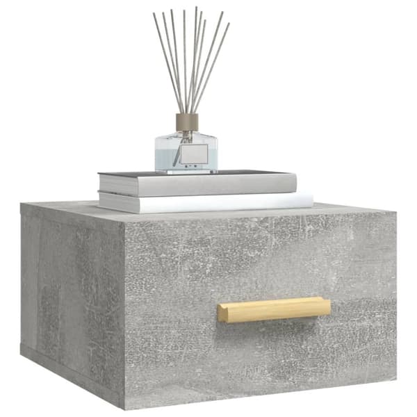 The Living Store væghængt sengebord 35x35x20 cm betongrå -  Natborde