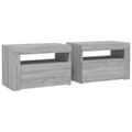 Pikkukuva 4 / 11: The Living Store Yöpöydät 2 kpl LED-valoilla harmaa Sonoma 60x35x40 cm -  Yöpöydät