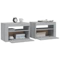 Pikkukuva 8 / 11: The Living Store Yöpöydät 2 kpl LED-valoilla harmaa Sonoma 60x35x40 cm -  Yöpöydät