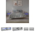 Pikkukuva 1 / 11: The Living Store Yöpöydät 2 kpl LED-valoilla harmaa Sonoma 60x35x40 cm -  Yöpöydät