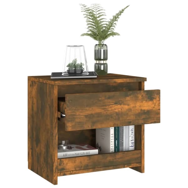 The Living Store Sängbord rökfärgad ek 40x30x39 cm konstruerat trä -  Nattduksbord