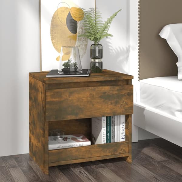 The Living Store Sängbord rökfärgad ek 40x30x39 cm konstruerat trä -  Nattduksbord