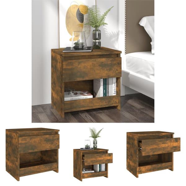 The Living Store Sängbord rökfärgad ek 40x30x39 cm konstruerat trä -  Nattduksbord