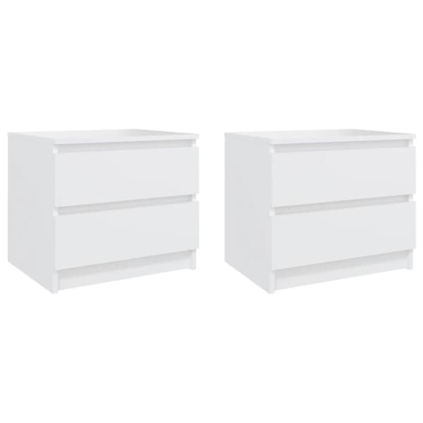 The Living Store Sängbord 2 st vit 50x39x43,5 cm konstruerat trä - Nattduksbord