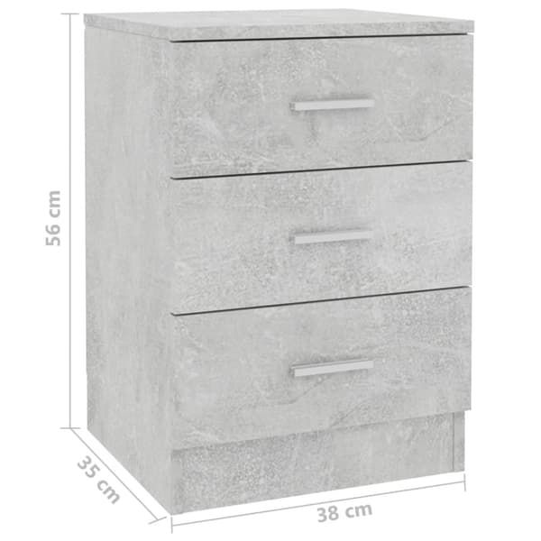 The Living Store sengebord 38x35x56 cm konstrueret træ betongrå - Natborde