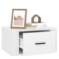Miniatyrbild 6 av 11: The Living Store Väggmonterade sängbord 2 st vit högglans 50x36x25cm -  Nattduksbord