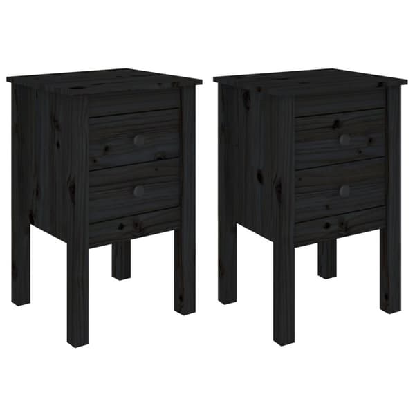 The Living Store Sängbord 2 st svart 40x35x61,5 cm massiv furu -  Nattduksbord
