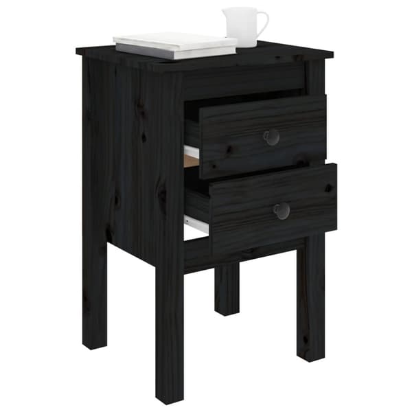 The Living Store Sängbord 2 st svart 40x35x61,5 cm massiv furu -  Nattduksbord