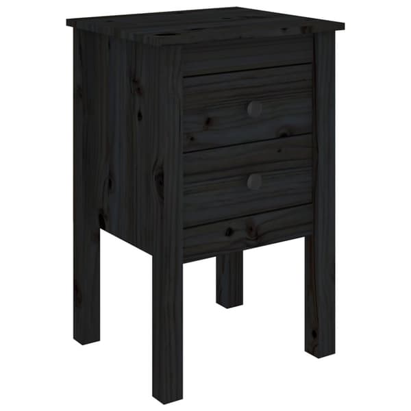 The Living Store Sängbord 2 st svart 40x35x61,5 cm massiv furu -  Nattduksbord