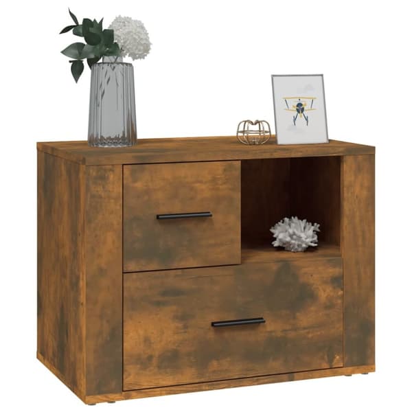 The Living Store sengebord 60x36x45 cm konstrueret træ røget egetræsfarve - Natborde
