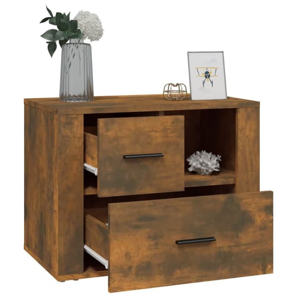 The Living Store sengebord 60x36x45 cm konstrueret træ røget egetræsfarve - Natborde