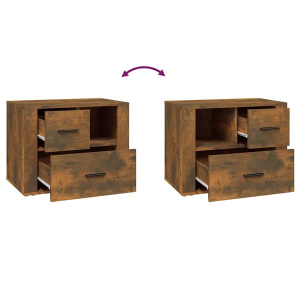 The Living Store sengebord 60x36x45 cm konstrueret træ røget egetræsfarve - Natborde