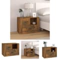 Miniatyrbillede 1 af 11: The Living Store sengebord 60x36x45 cm konstrueret træ røget egetræsfarve -  Natborde