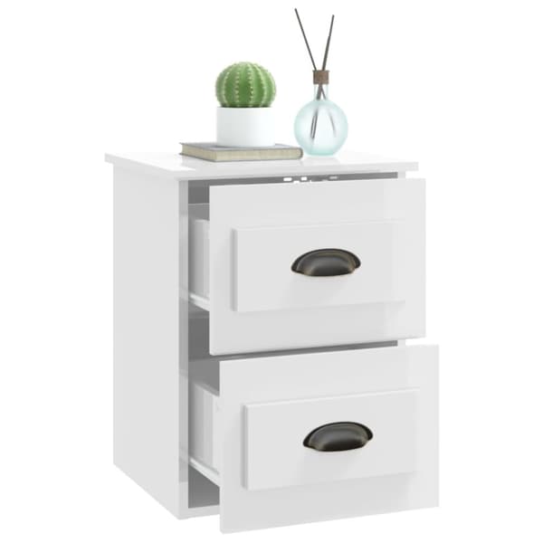 The Living Store Väggmonterade sängbord 2 st vit högglans 41,5x36x53cm - Nattduksbord