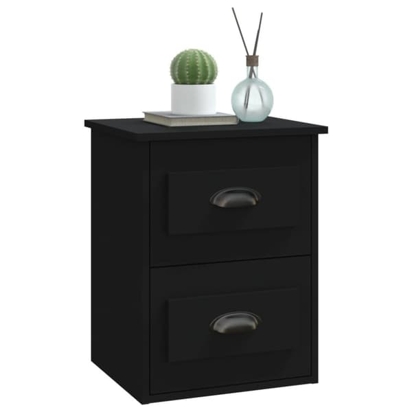 The Living Store Seinäkiinnitettävät yöpöydät 2 kpl musta 41,5x36x53 cm - Yöpöydät