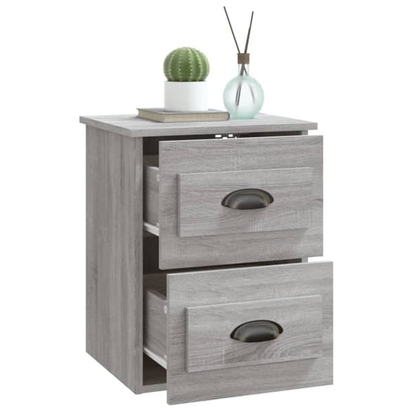 The Living Store Seinäkiinnitettävät yöpöydät 2 kpl harmaa Sonoma 41,5x36x53 cm - Yöpöydät