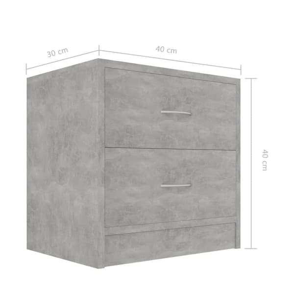 The Living Store sengebord 40x30x40 cm konstrueret træ betongrå -  Natborde