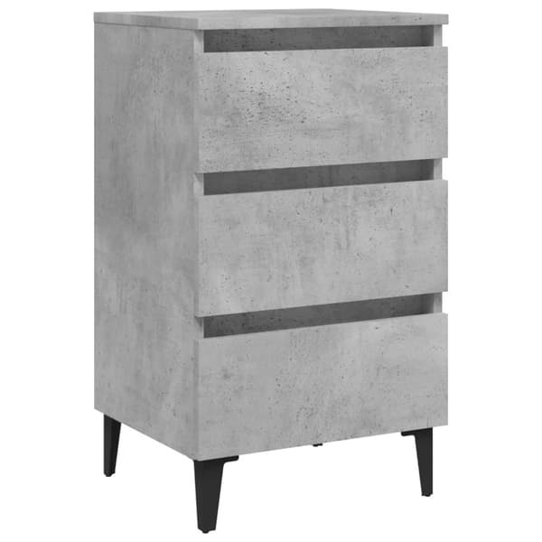 The Living Store sengeskab m. metalben 40x35x69 cm betongrå - Natborde
