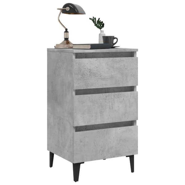 The Living Store sengeskab m. metalben 40x35x69 cm betongrå - Natborde