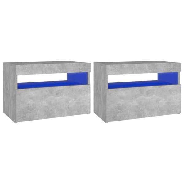 The Living Store Yöpöytä LED-valoilla 2 kpl betoninharmaa 60x35x40 cm - Yöpöydät