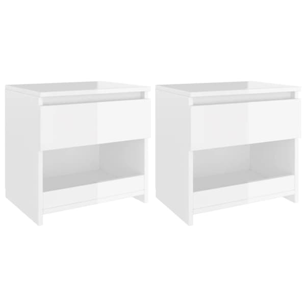 The Living Store sengeborde 2 stk. 40x30x39 cm spånplade hvid højglans - Natborde