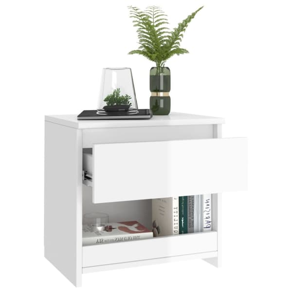 The Living Store sengeborde 2 stk. 40x30x39 cm spånplade hvid højglans - Natborde