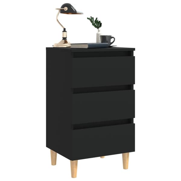 The Living Store sengeskab m. massive træben 40x35x69 cm sort -  Natborde